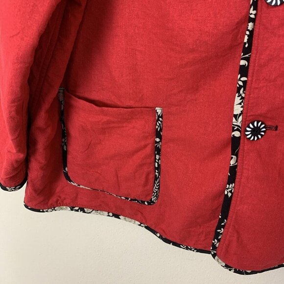 Koos Of Course Womens Jacket 3X Red Black Linen Rayon Reversible Art To Wear - Picture 5 of 13
